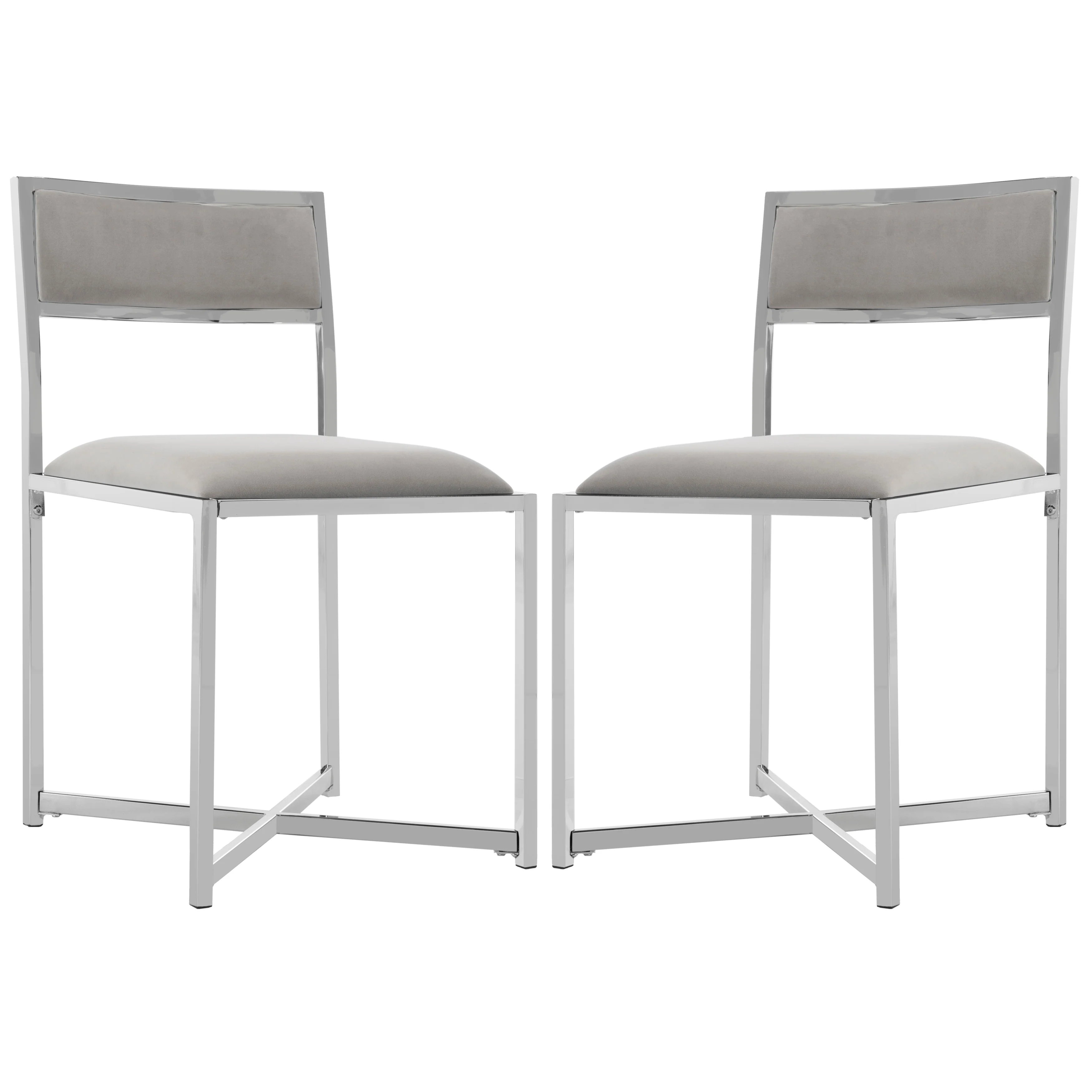 SAFAVIEH Terrie Grey Chrome Side Chair - 18Wx21Dx32H