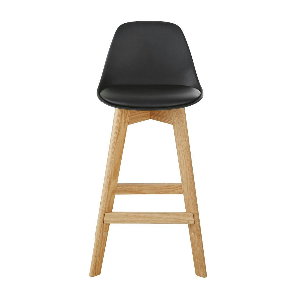 Ice - Chaise pour îlot central style scandinave noire et chêne H66