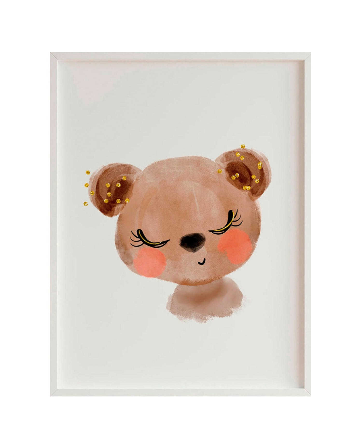 DECOWALL - Impression de ours encadrée en bois blanc 43X33 cm