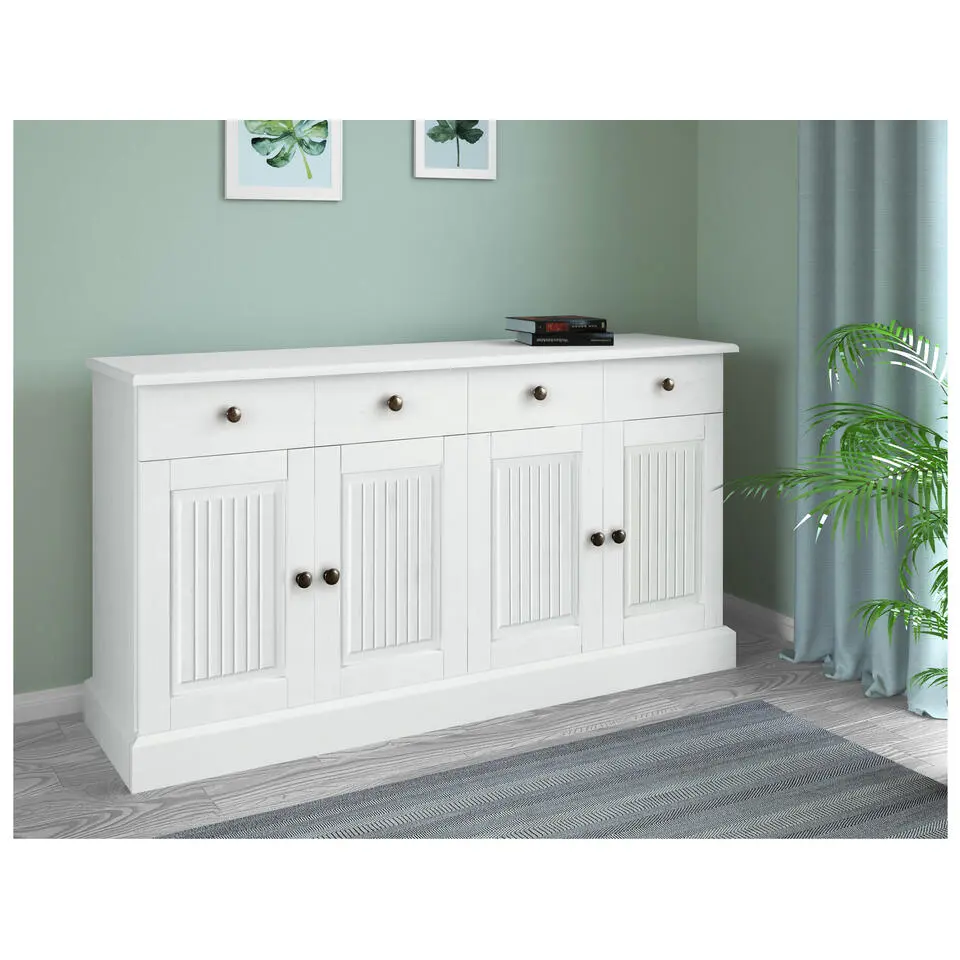 Mille - Dressoir met 4 deuren en 2 laden in wit gelakt grenen