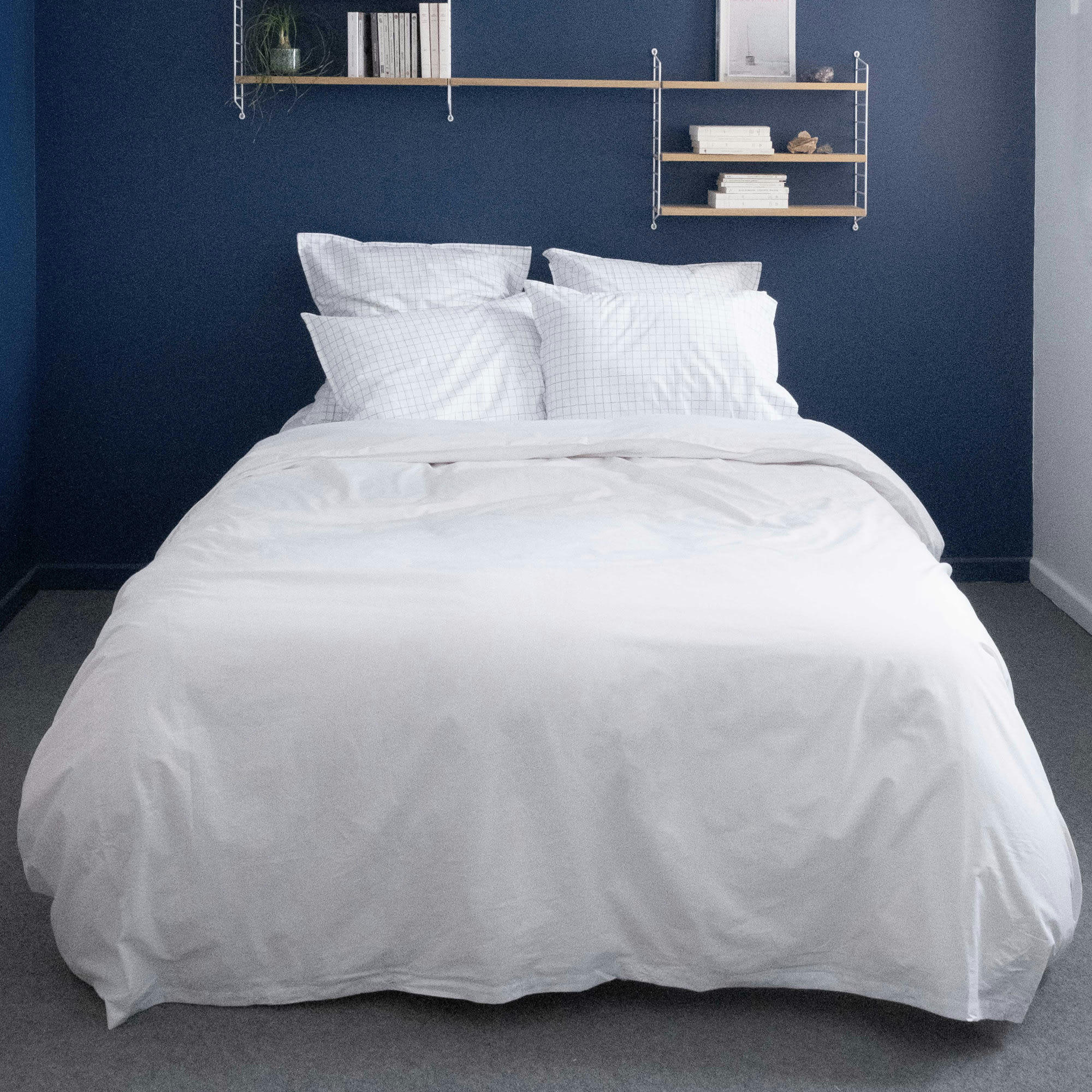 - Housse de couette en percale de coton bio blanc uni 140x200