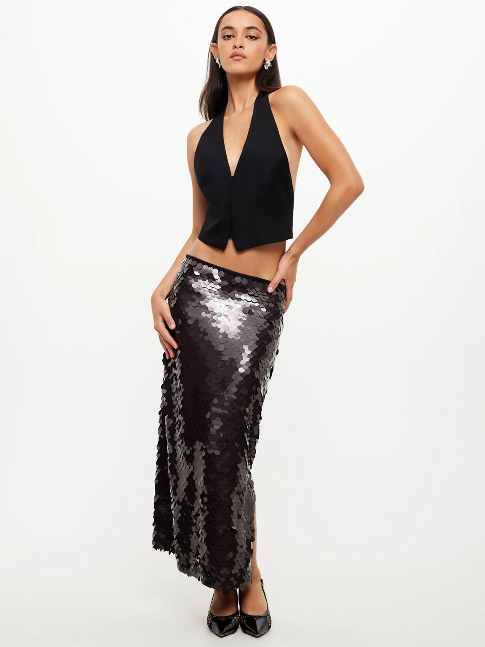 Night Rider Sequin Sequin Midi Skirt