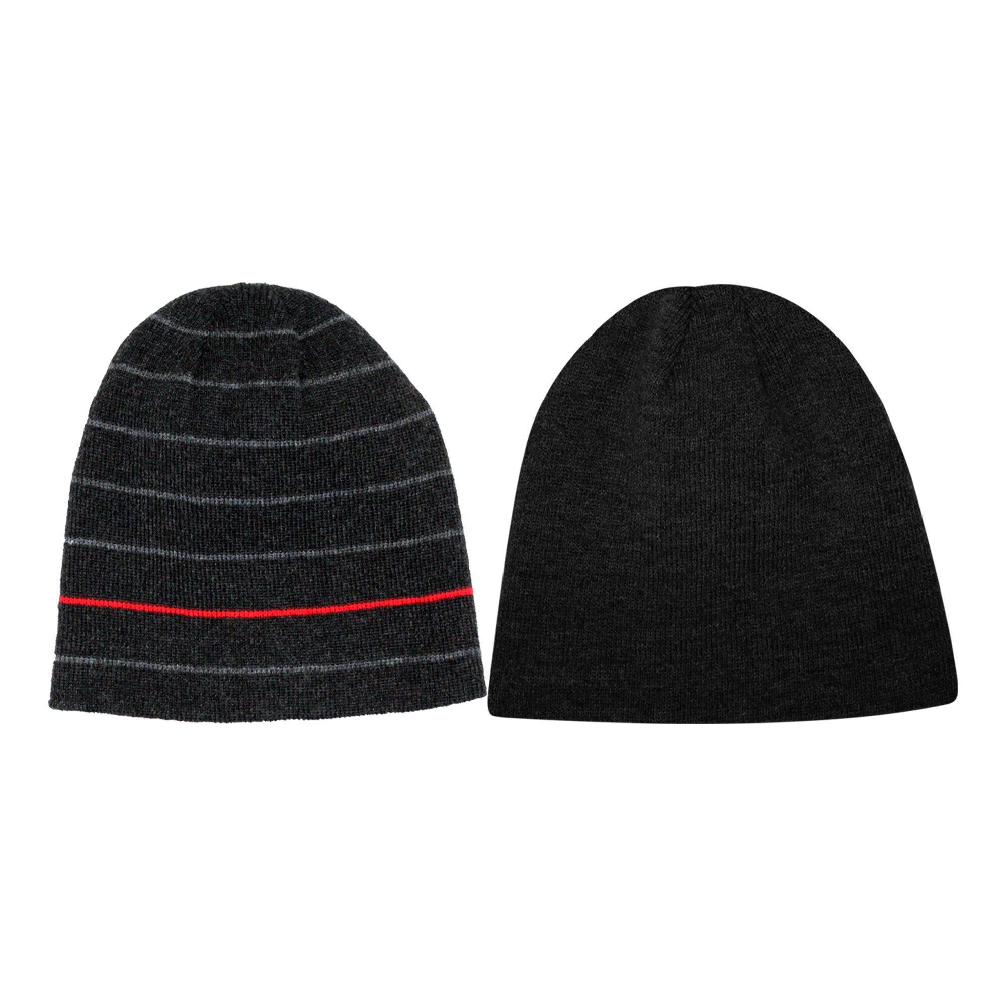 Hot Paws Men's Warm Rib Knit Toque Beanie Hat Winter Ski/Snow Sports (2-Pack), Assorted