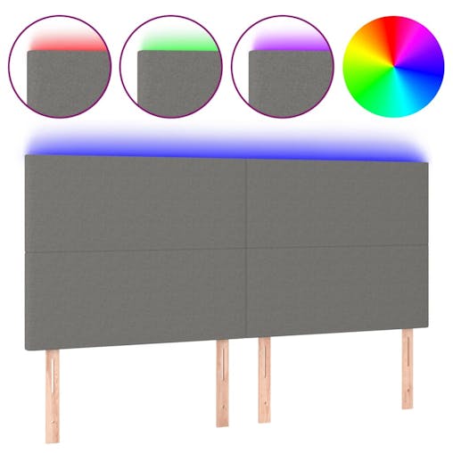 NNEVL LED Headboard Dark Grey 160x5x118/128 cm Fabric