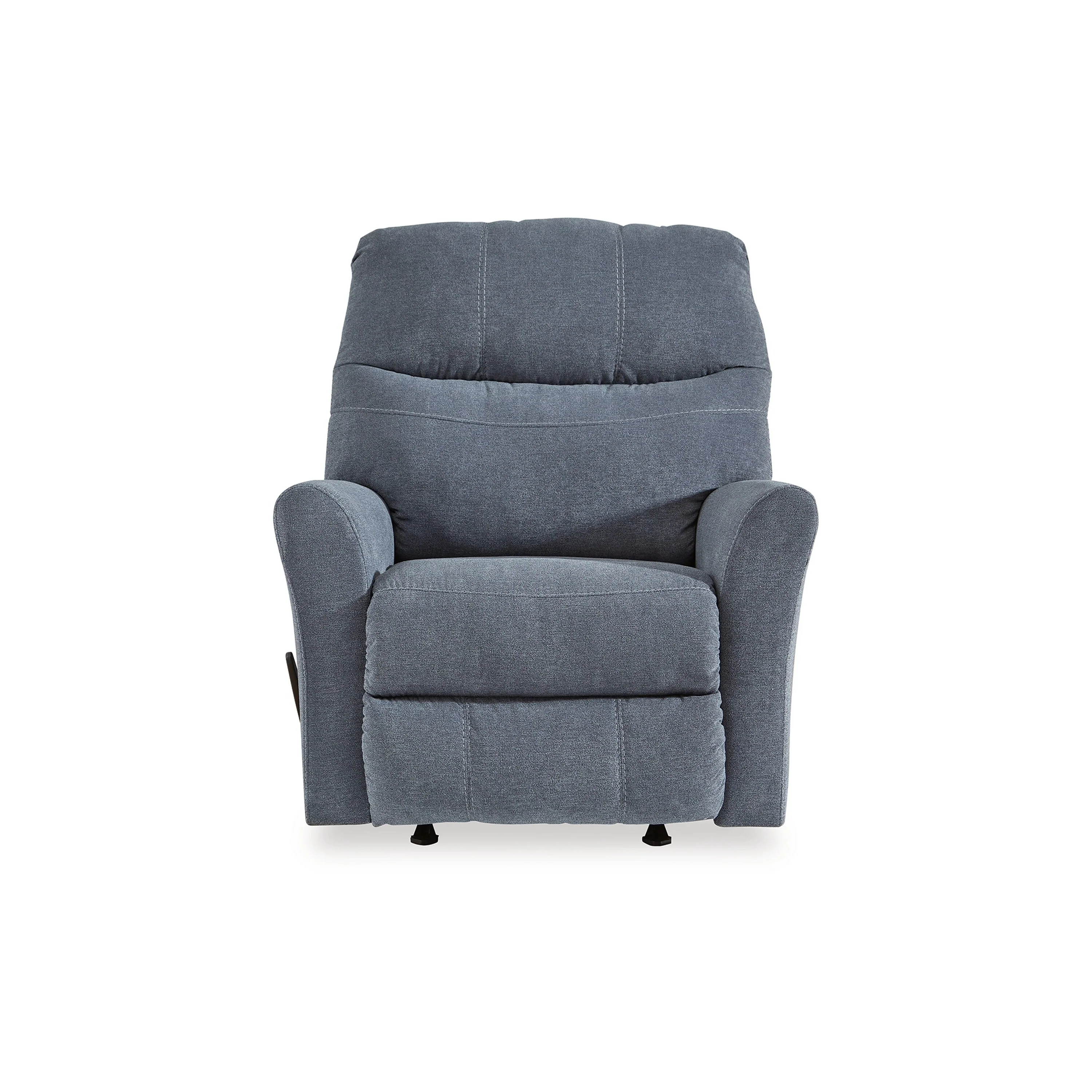 Marlow Manual Recliner Chair, Pull Rocking Motion Muted Blue Polyester