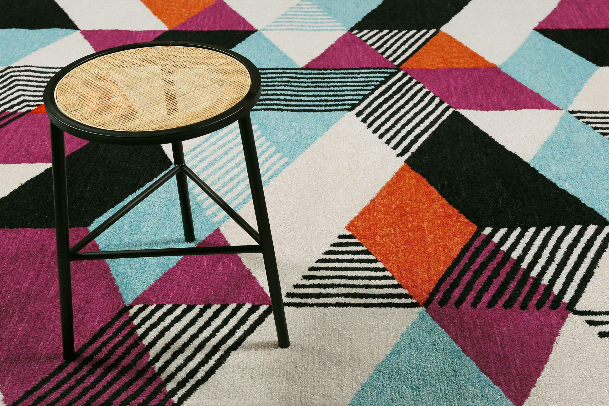 UPTOWN - Tapis fait main à poil ras motif coloré 80x150