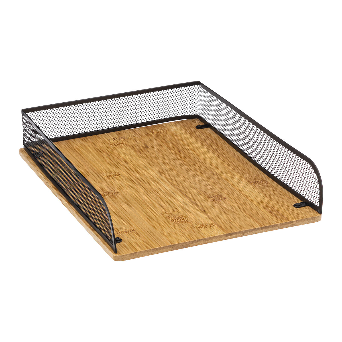 Pasta organizadora em bambu e metal preto