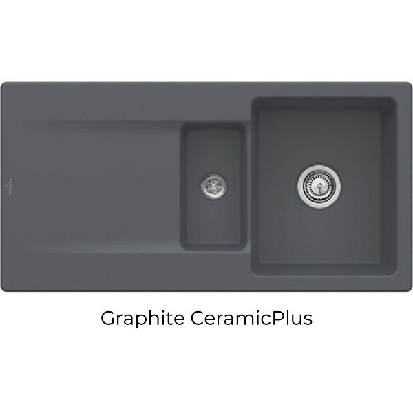 Evier 1 bac 1/2 VILLEROY ET BOCH Siluet 60 R Graphite CeramicPlus avec vidage manuel