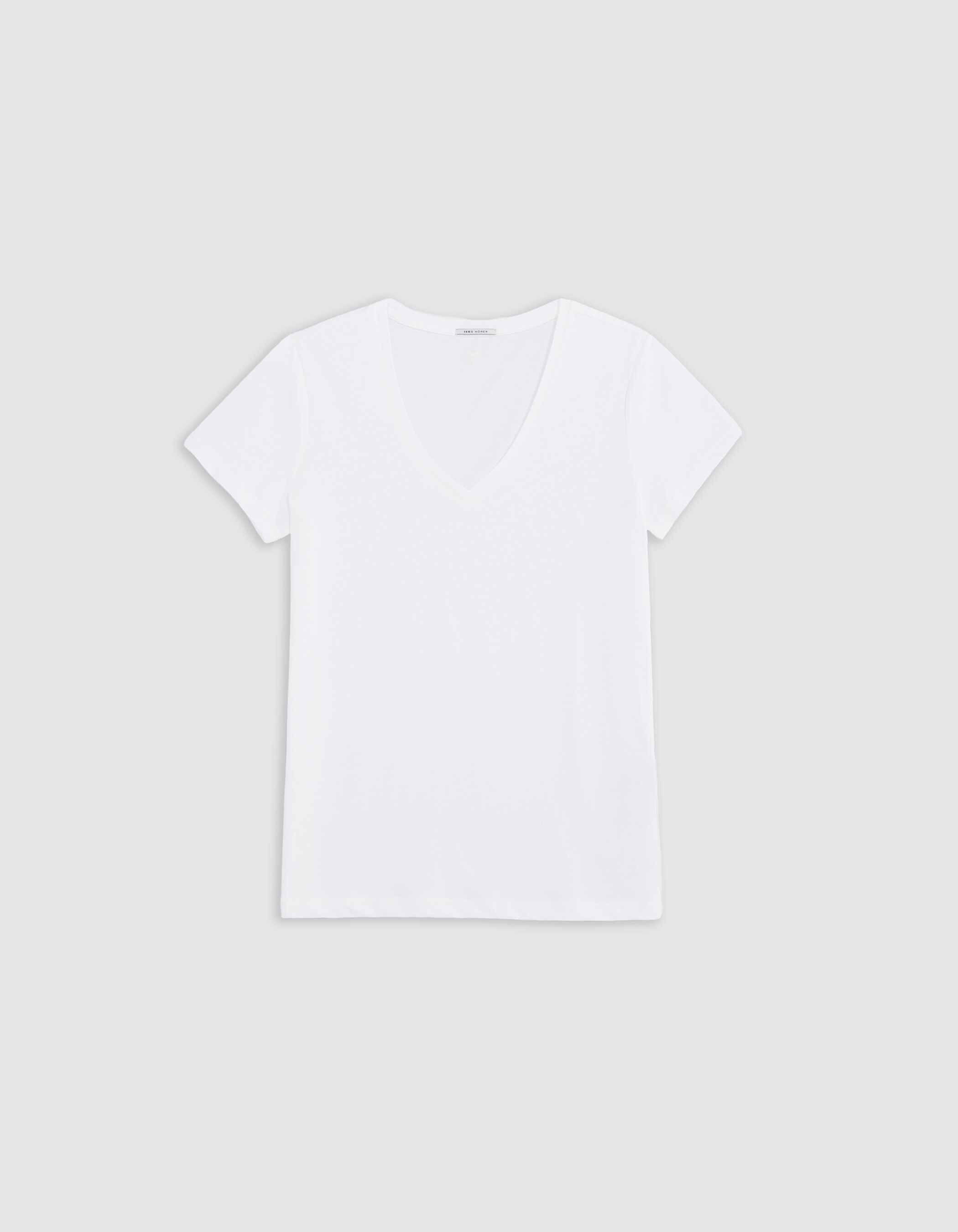Tee-shirt encolure V marine broderie chevrons dos Femme