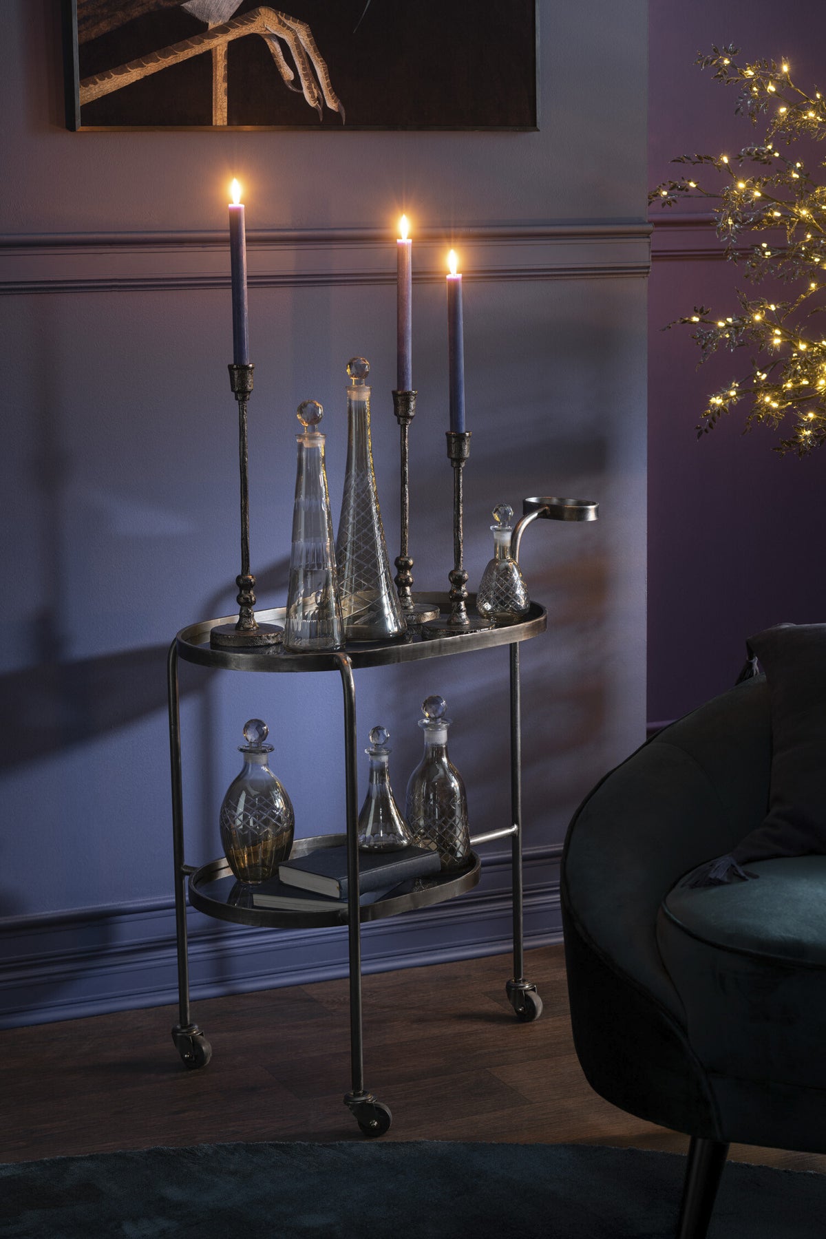 J-Line kandelaar Becca - aluminium - zwart - 3 stuks