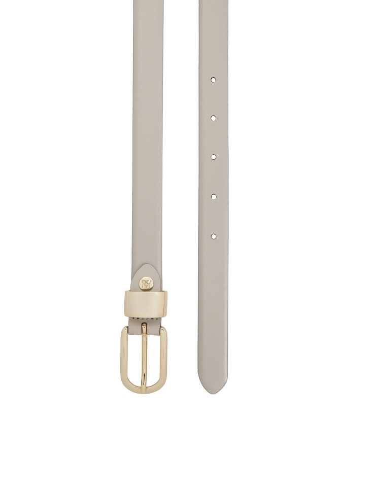 Grey smooth leather belt