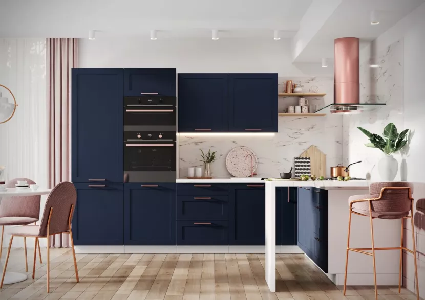 Szafka kuchenna narożna 90 ADELE DRP P/L granatowa mat