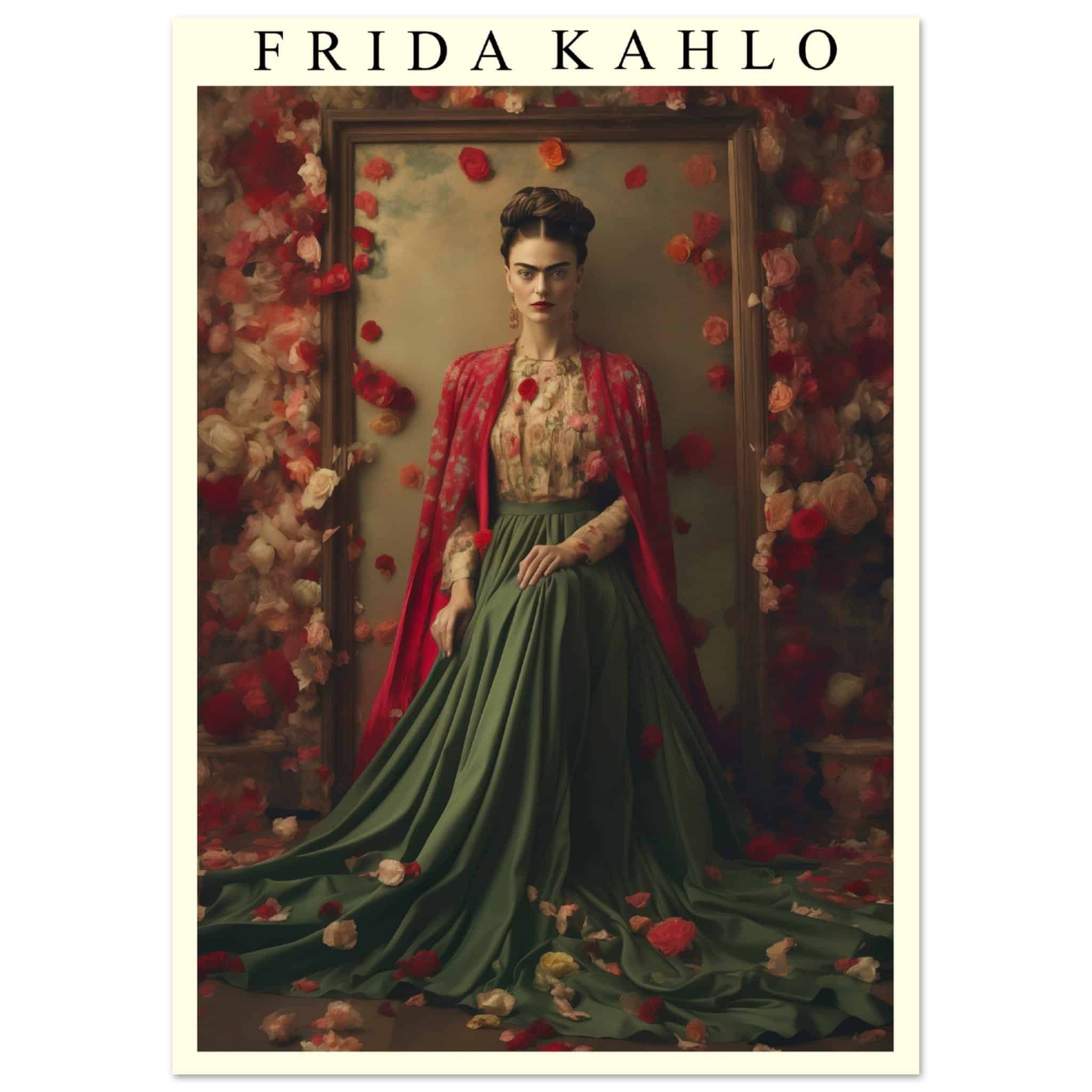 Artfulprints Poster Frida Kahlo - Beauty in flowers  - A4 21x29.7 cm - Meerkleurig