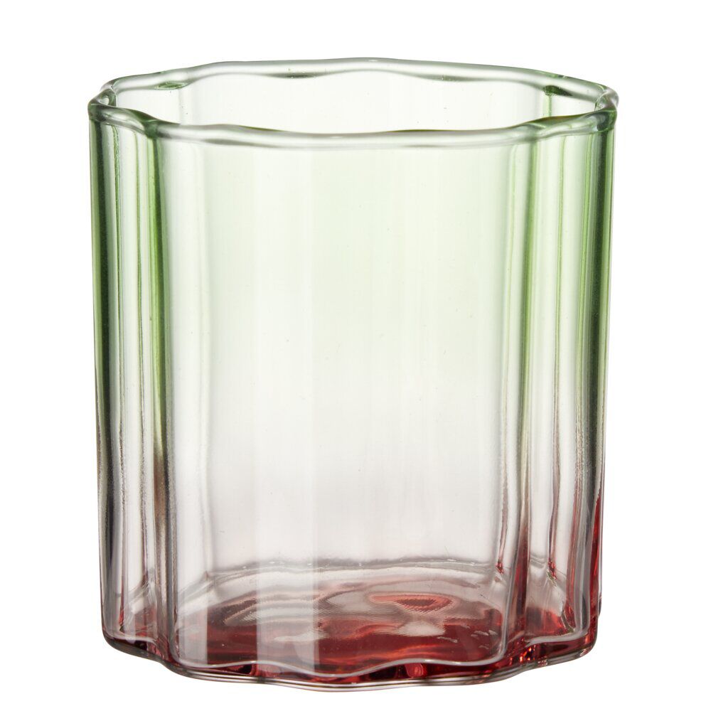 Verre à eau 28cl forme fleur en verre dégradé rose et vert Ø8xH8cm