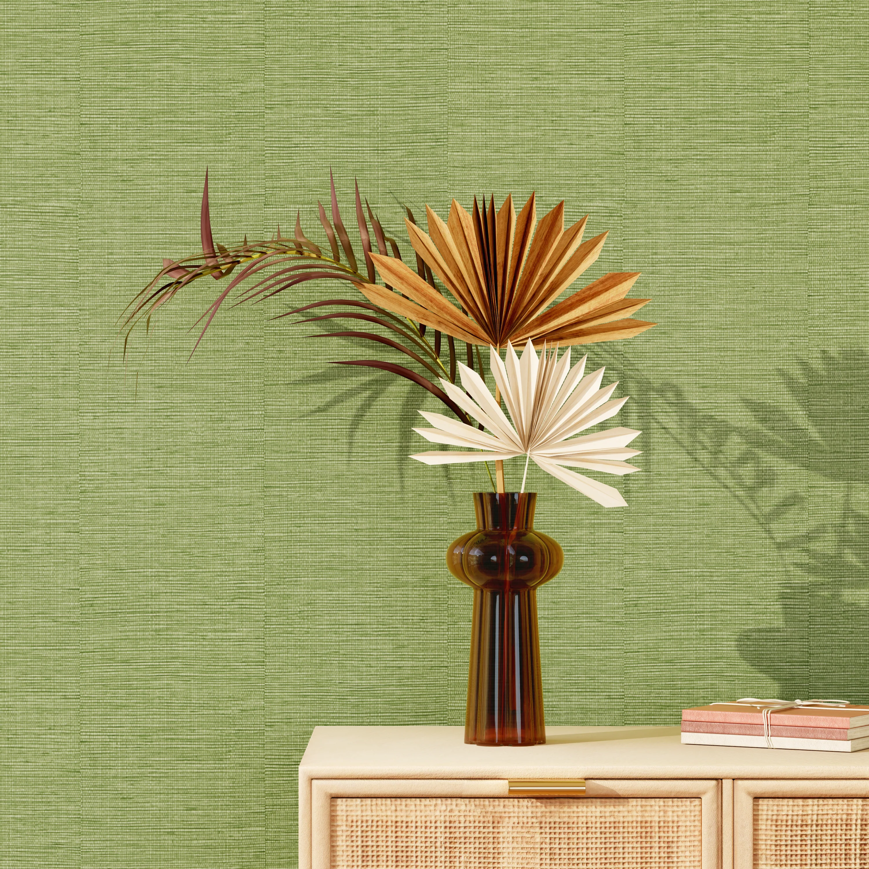 Papier peint intissé CURAÇAO coloris vert bambou