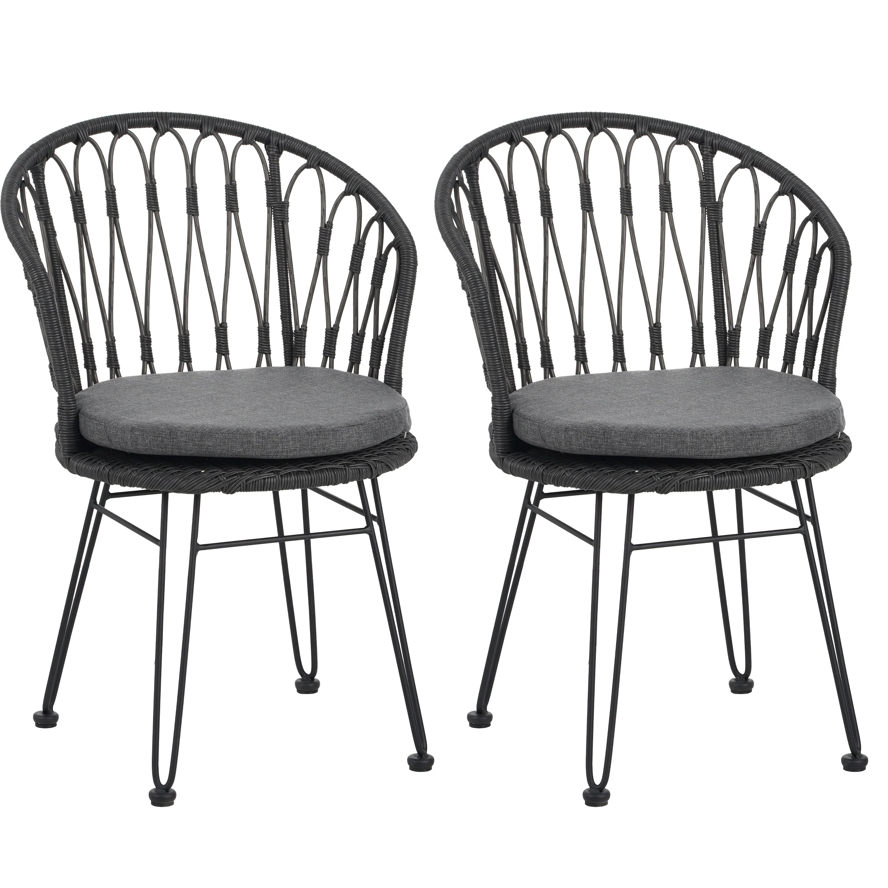 Tavon Wicker Outdoor Dining Chairs with Cushion by Christopher Knight Home