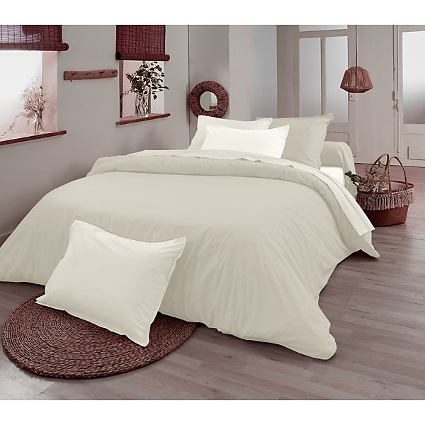 Drap plat en 100% coton biologique (240x300 cm - Sable)