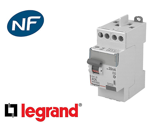 Interrupteur différentiel 2P 40A 30mA Type A Legrand DX à vis