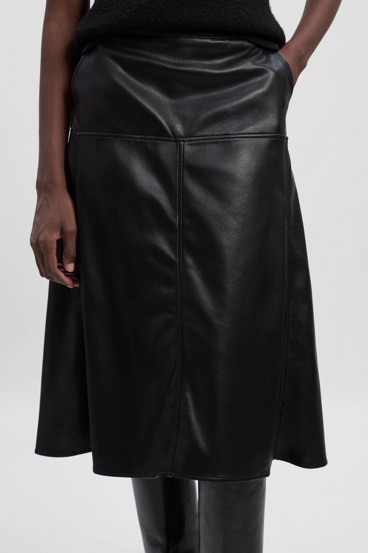KarenMillen Faux Leather Belted Full skirt