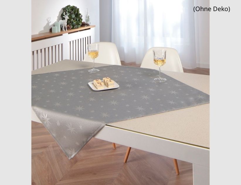 Tischdecke Stern Jacquard Silber