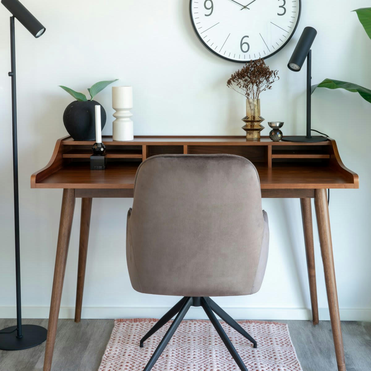 NOYELLE - Bureau vintage en bois de noyer 120cm