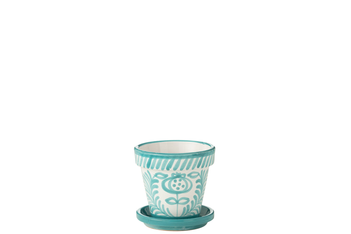 J-Line bloempot Granada Handmade   Painted - keramiek - aqua - small - Ø 21 cm