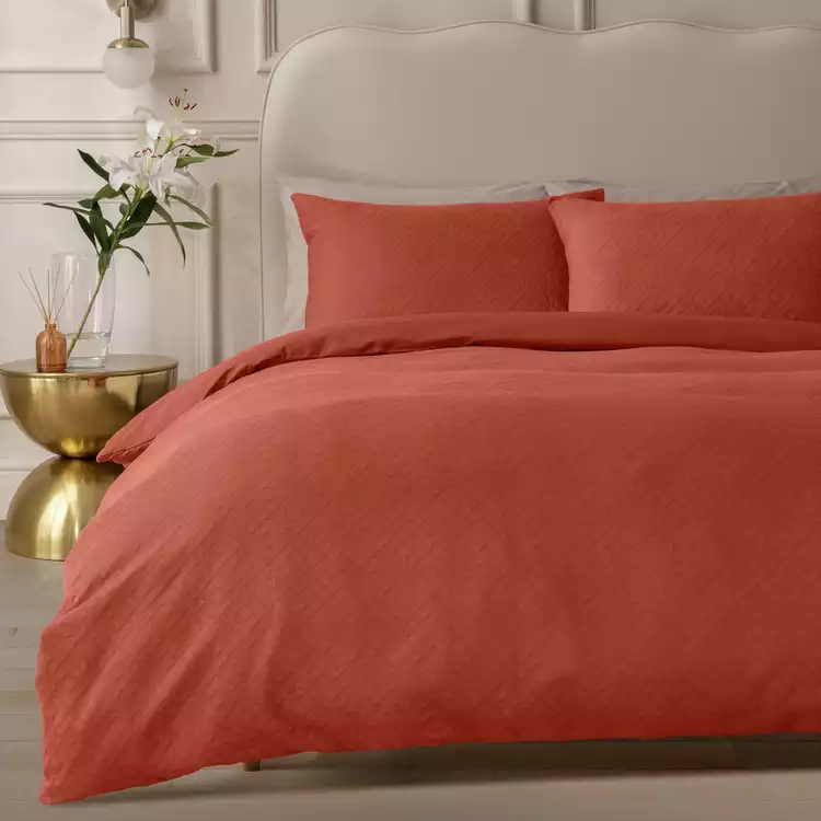Habitat Cotton Jacquard Rust Bedding Set - Single