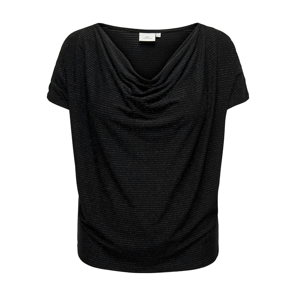 Blouse  col bénitier, rayures brillantes