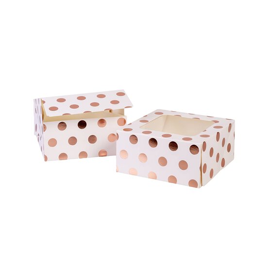 Rose Gold Polka Dot Treat Boxes 6 Inches 2 Pack