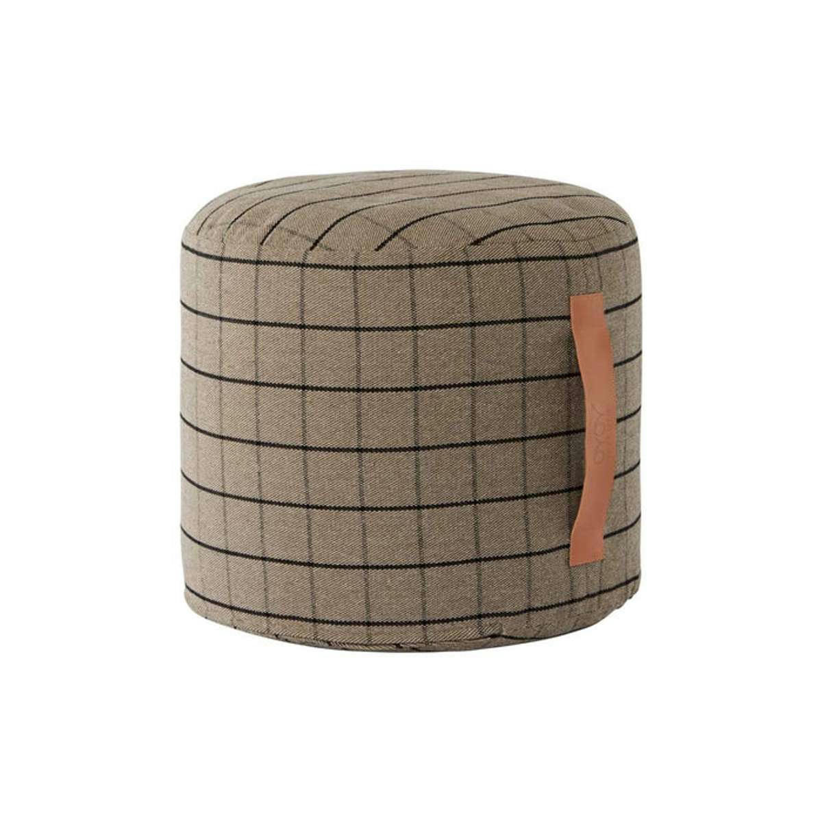 GRID - Pouf gris en coton Ø40xH35cm