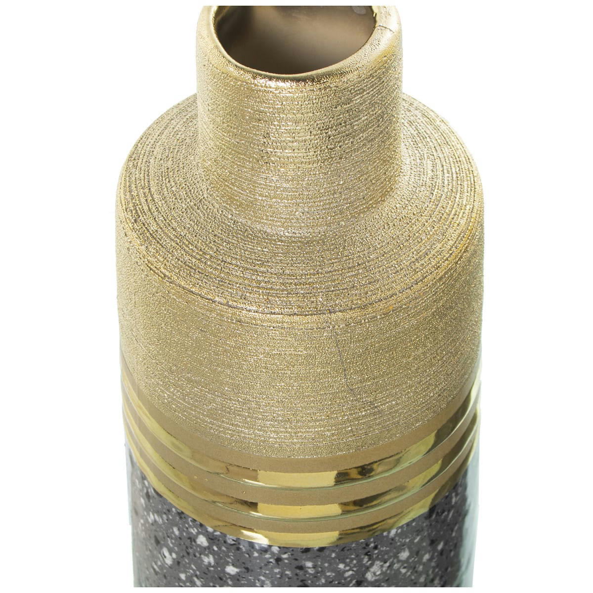 - Vase déco en céramique gris et doré 11x11x31cm
