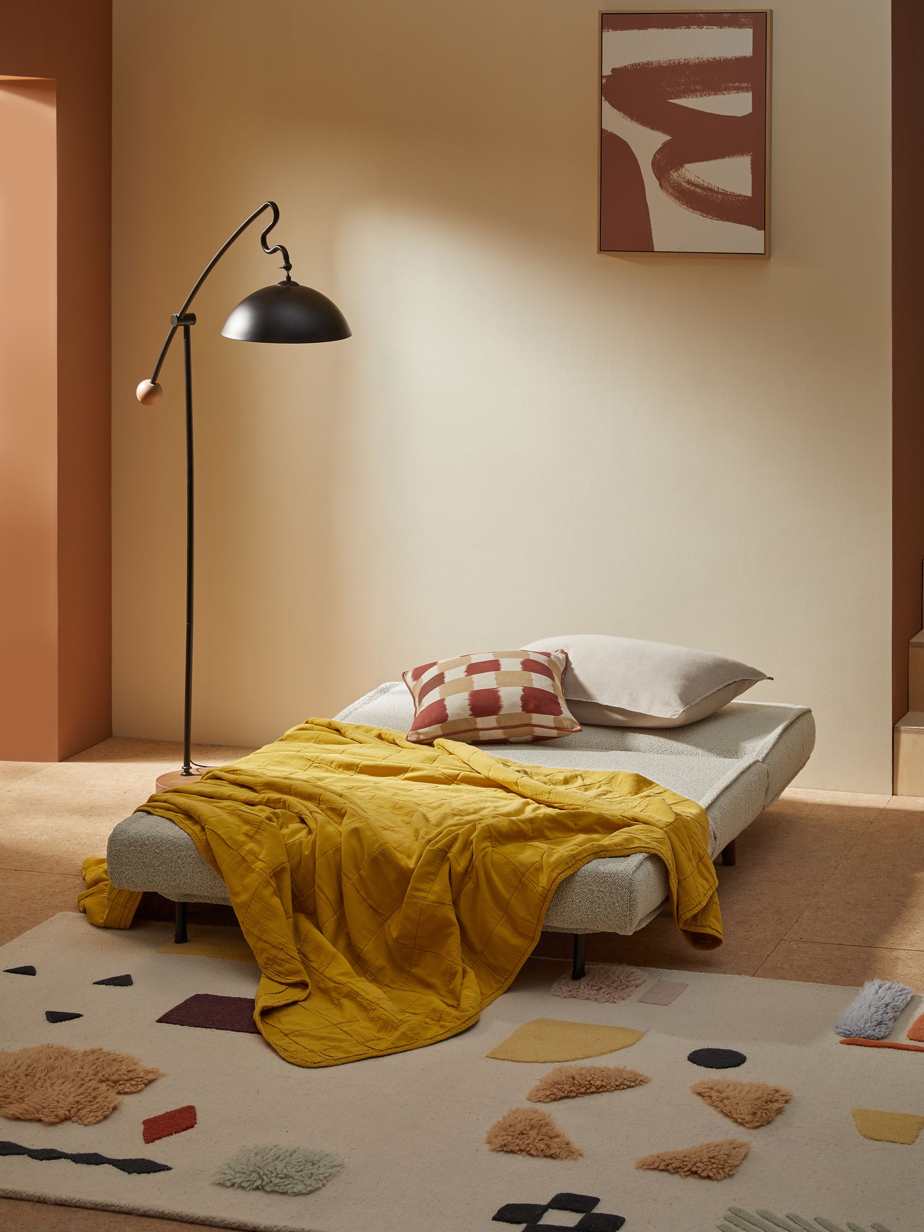Regular Haru 2 Seater Sofa Bed in Off White Natural Pax Boucle