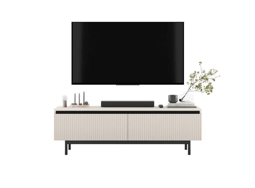 Szafka RTV Glamour Kaszmir mat Komoda RTV ryflowane fronty 140 cm Rama