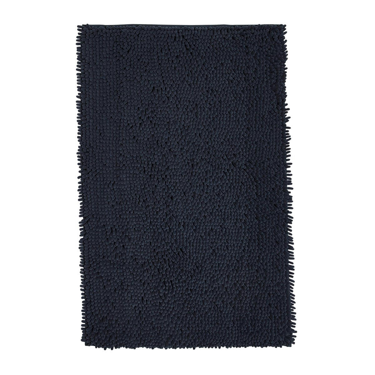ESSENTIAL - Tapis de bain mèche uni en Polyester Bleu marine 50x80 cm