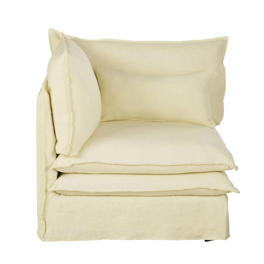 Pompei - Angle pour canapé modulable en lin épais ivoire