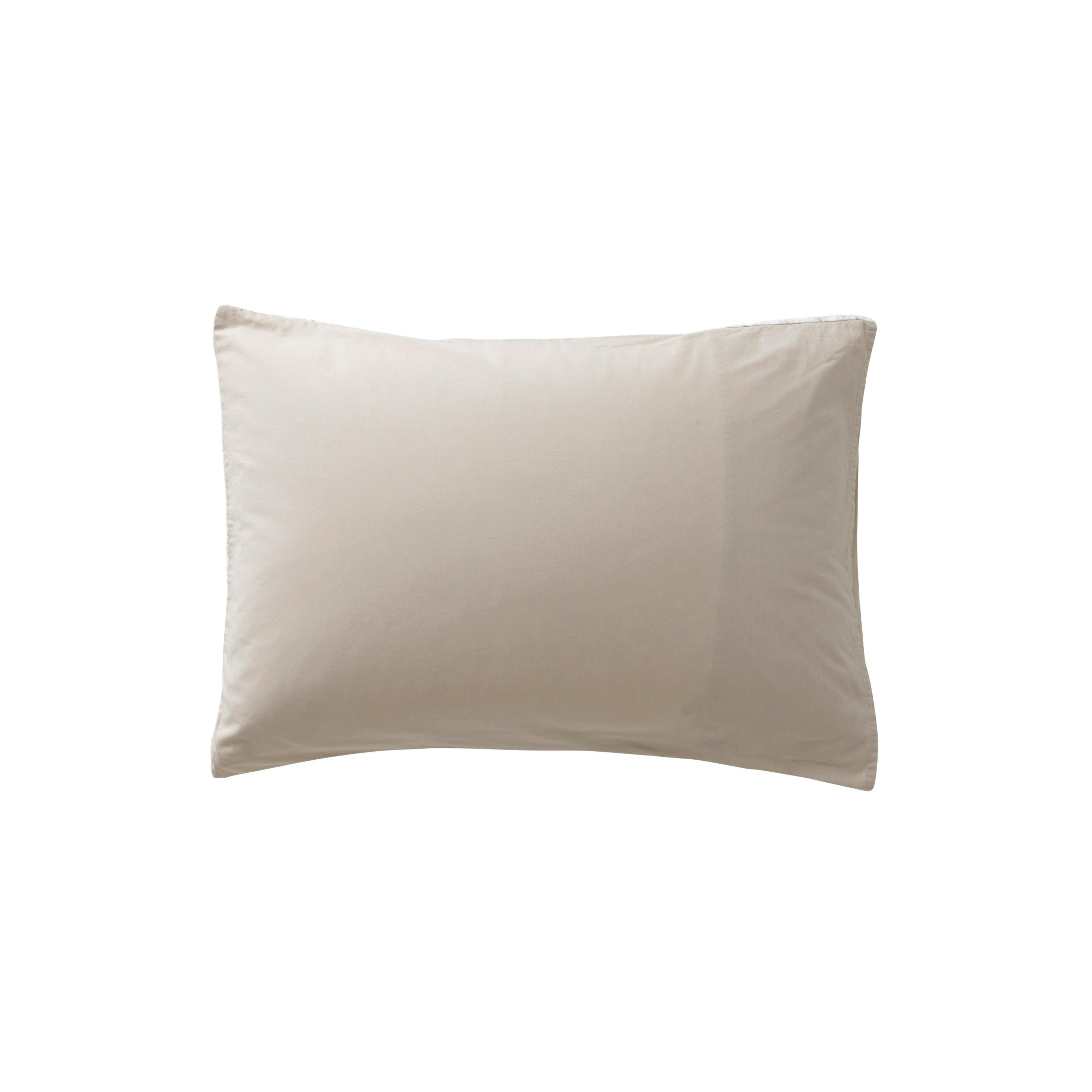 SONGE - Taie d'oreiller rectangulaire Grege Floral uni beige 50 x 70 cm