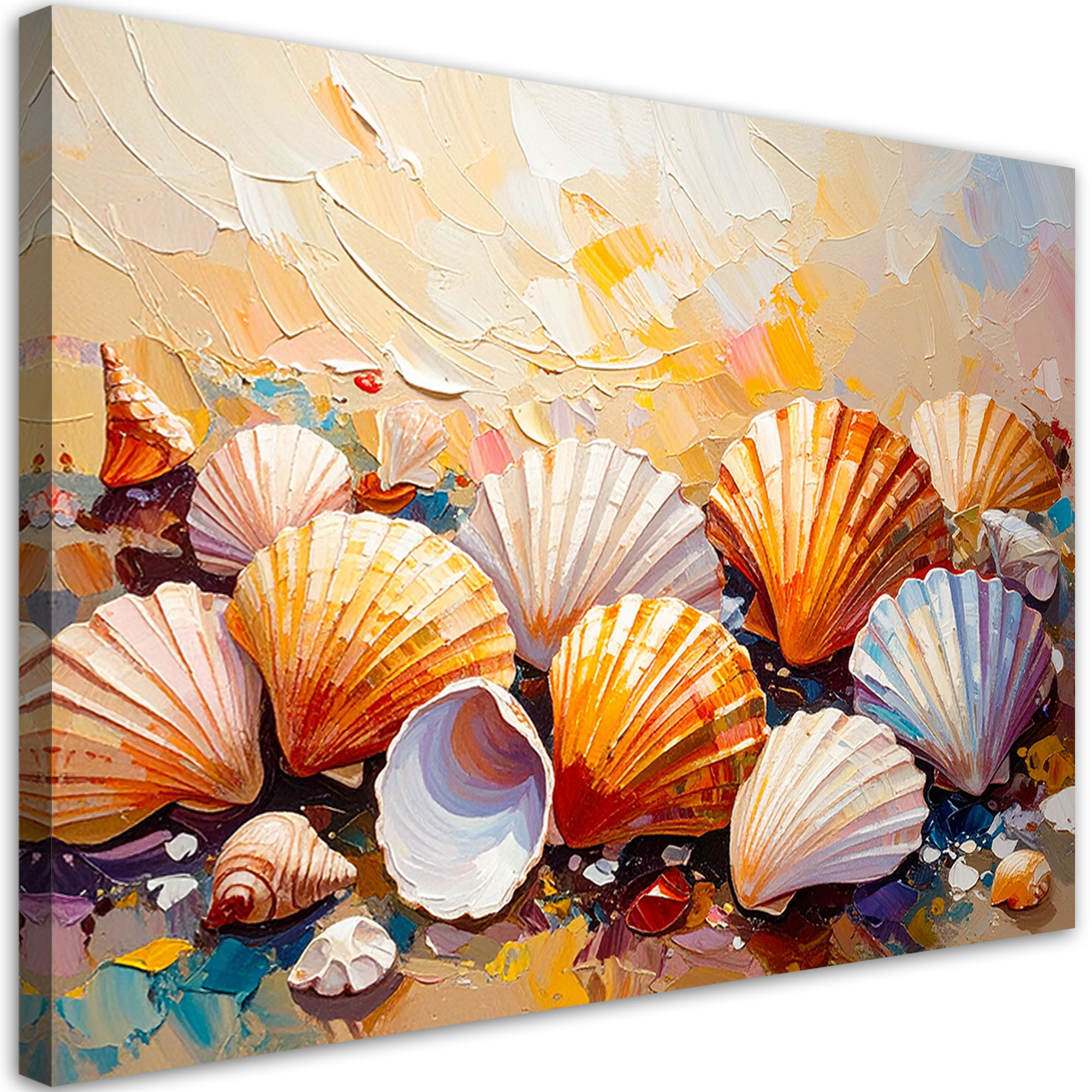 Obraz do salonu łazienki, Kolorowe Muszle Plaża imitacja farby 30x20