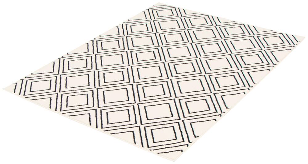 ECARPET Macy Geod Indoor Geometric Area Rug, White/Navy, Assorted Sizes
