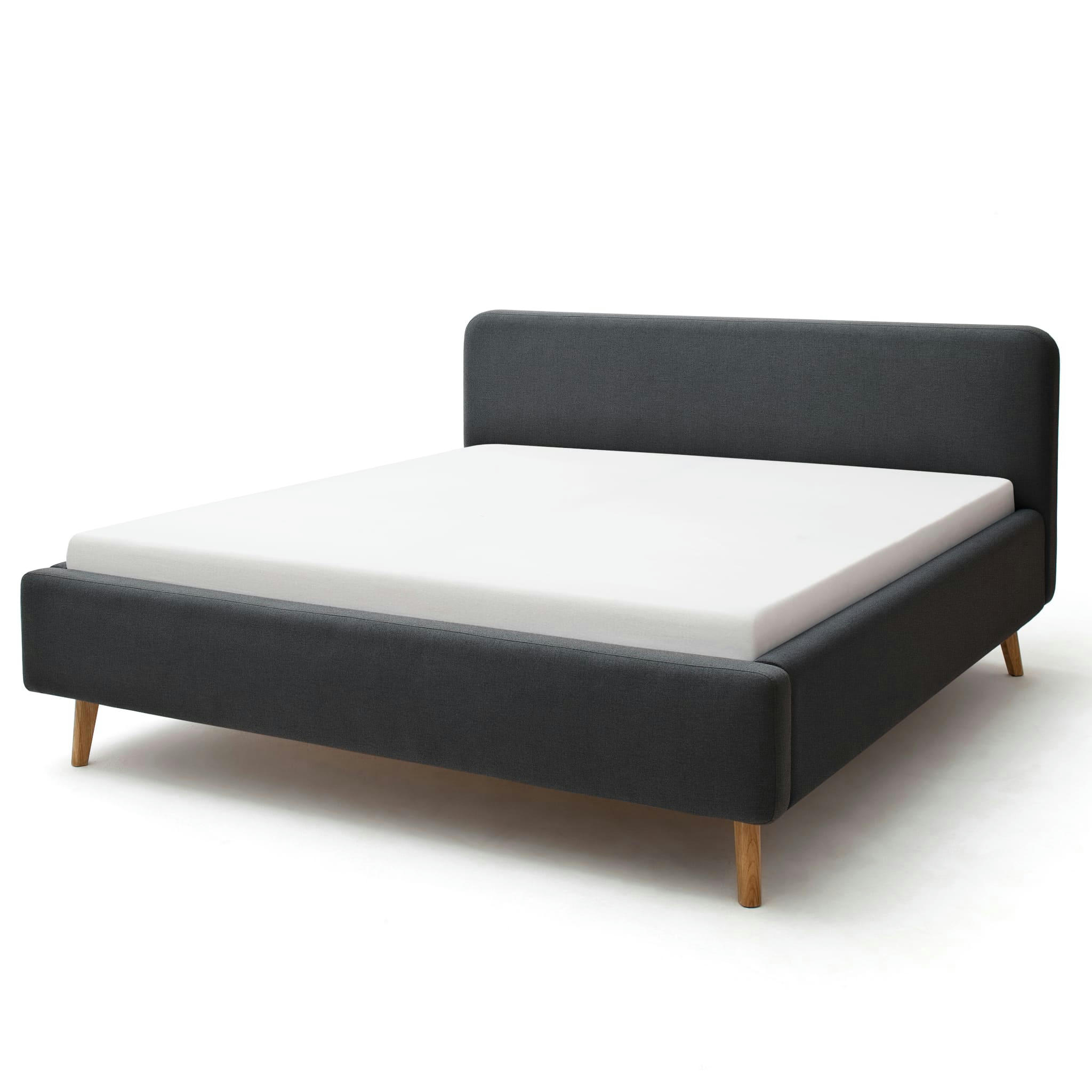 - Lit scandinave capitonné en tissu anthracite 140x200