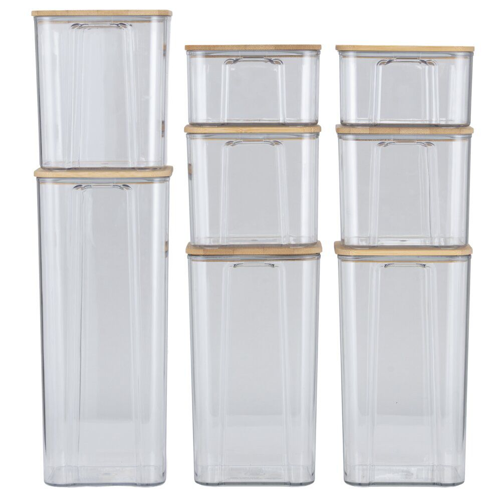 BoÎte de conservation x8 plastique et couvercle bambou 370/680/950/1300/1800ml