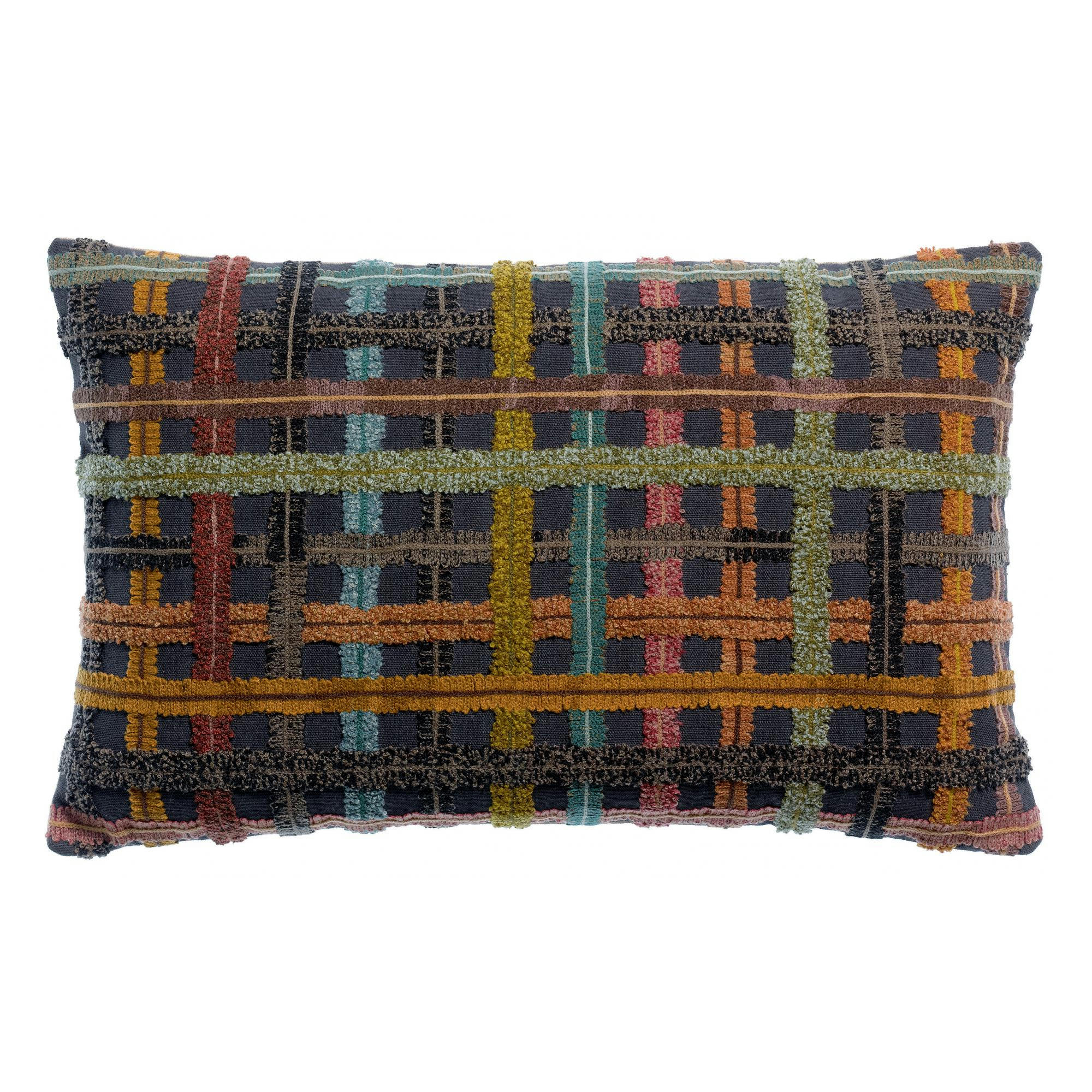 SOLINE - Coussin brodé  en coton ambre 30 x 50