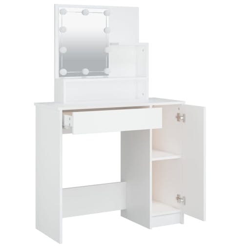 NNEVL Dressing Table with LED White 86.5x35x136 cm