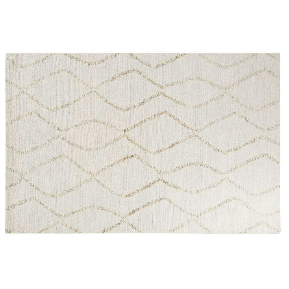 - Tapis tufté en laine, en coton et en jute blanc et beige, 140x200