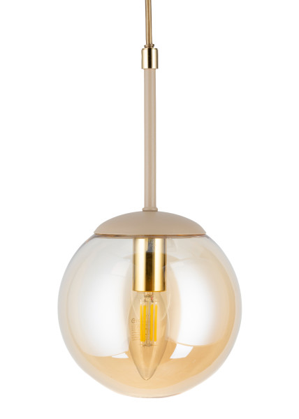 Lampa Wisząca Maro Beżowo-złota 1xE14 15 cm Nowoczesny Salon Taupe Szklana