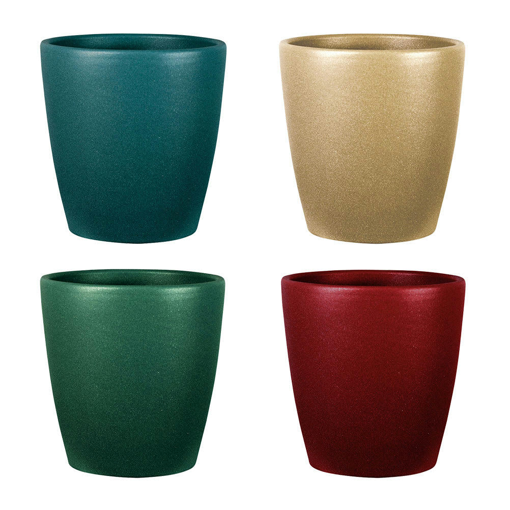 EGG - Cache pot émeraude en céramique H14cm