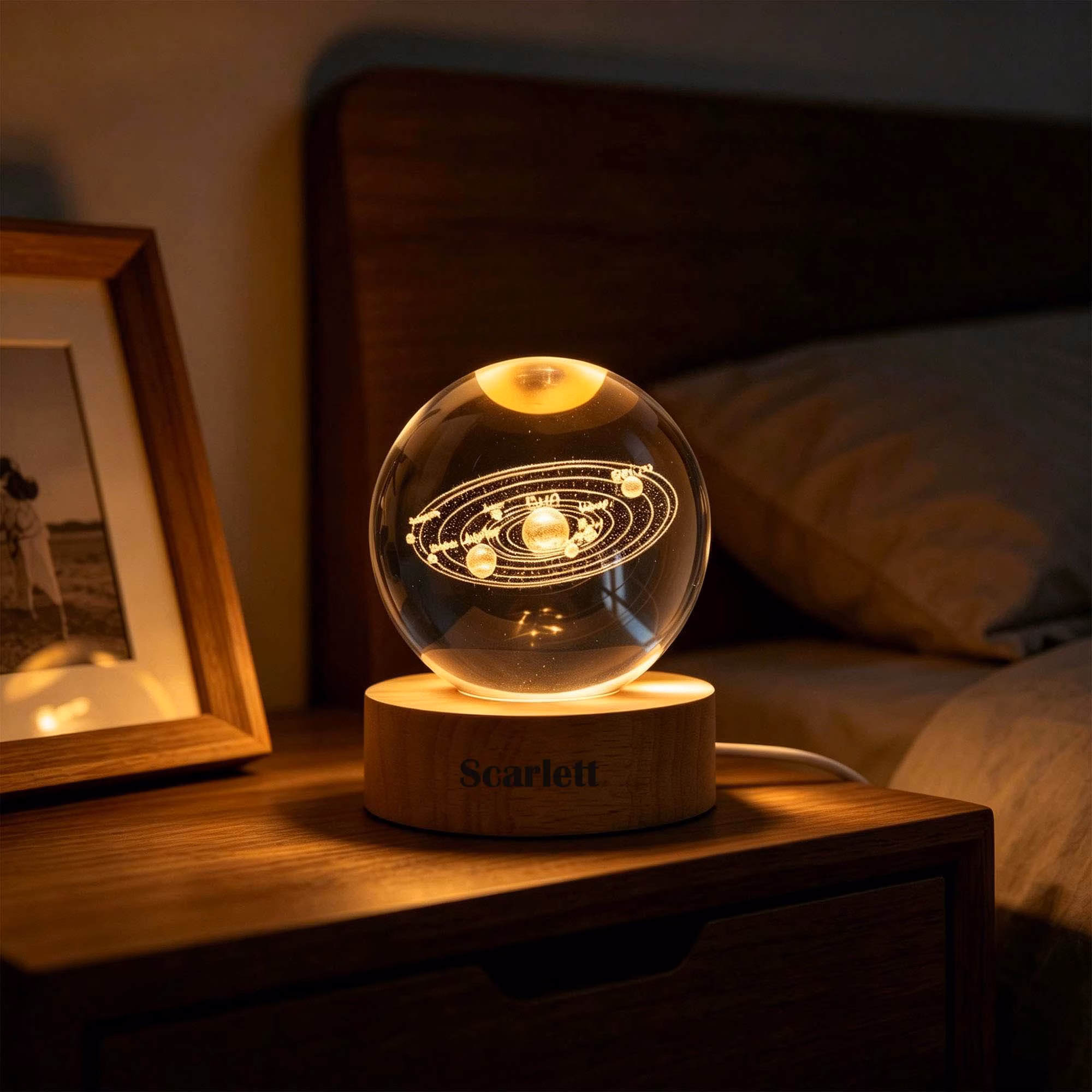 Personalized Solar System Night Light, Crystal Ball Lamp, Galaxy Globe, Astronomy Gift, Space Lover Gift, Bedroom Decor, Gift For Her