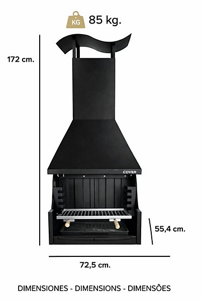 MF - Barbecue à bois et charbon style argentin pour jardin modèle Coven noir