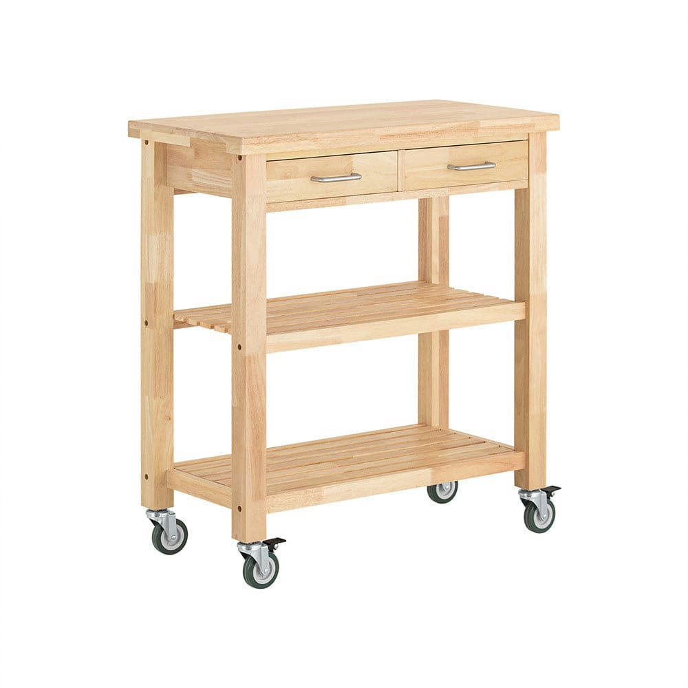 - Dessert de cuisine avec 2 tiroirs en bois d'hévéa nature