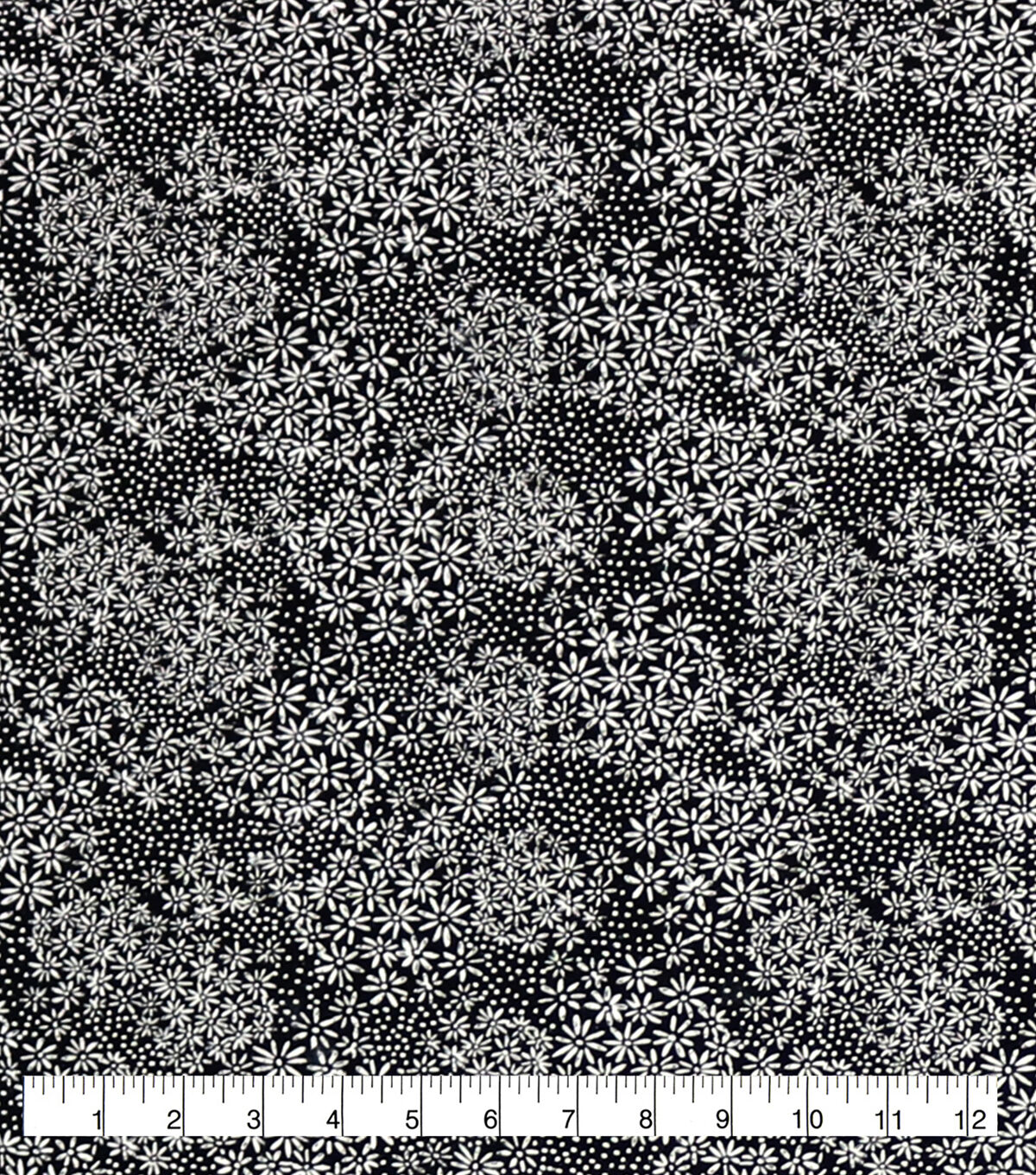 Daisy Black 108 Wide Flannel Fabric
