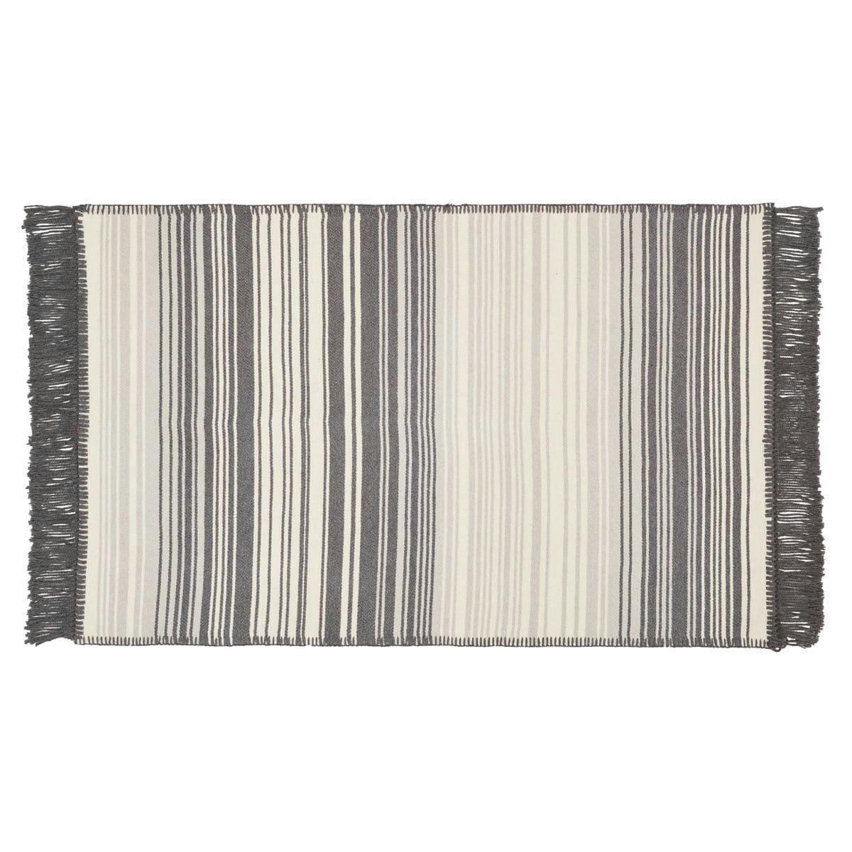 GALLINA - Tapis et descente de lit à franges 1000 gr/m² anthracite 60x90 cm